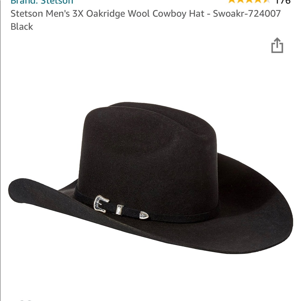 Stetson 3X Oakridge Wool Cowboy Hat - Black